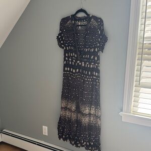 Boho Black and Butter Yellow Floral Printed Maxi Dress
